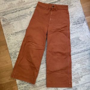 Madewell Cropped Wide Leg Burnt Orange Canvas Pants